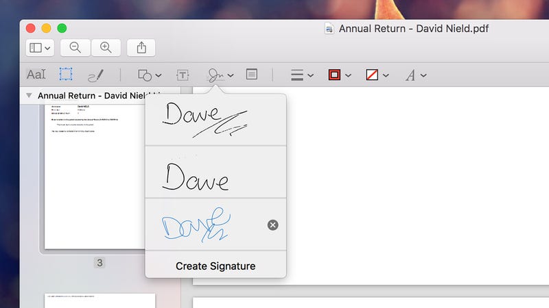in acrobat for mac, add a signature